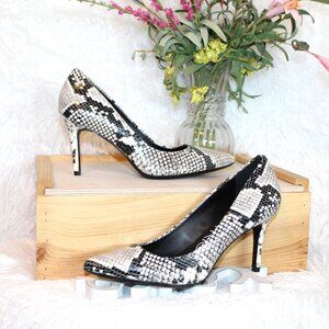 Calvin Klein Gayle Snakeskin-Print Leather Stiletto Pumps